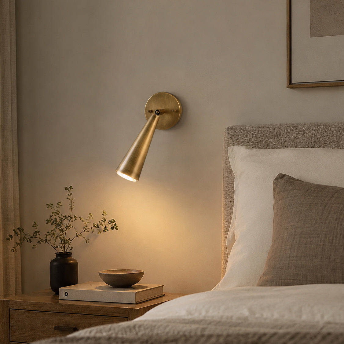 Adjustable Tapered Cone Swivel Wall Sconce, Brass