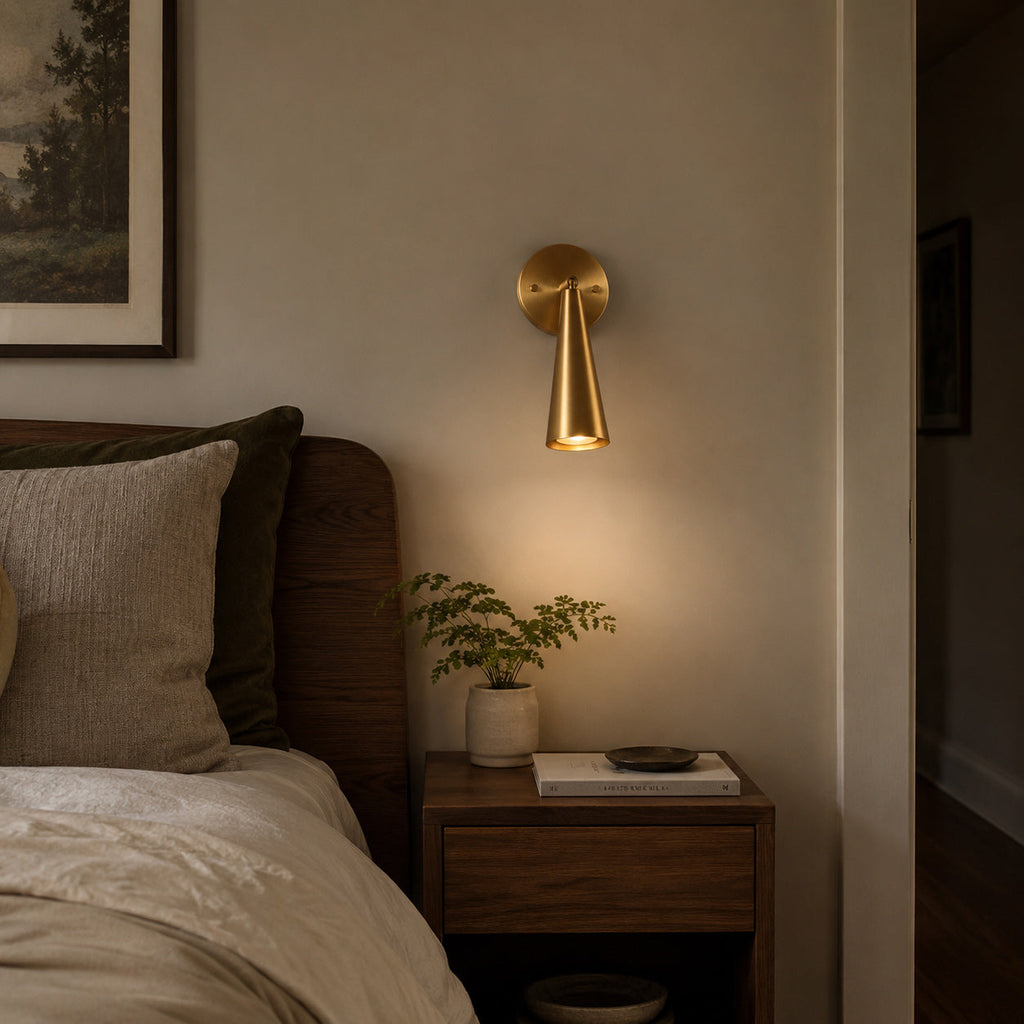 Adjustable Tapered Cone Swivel Wall Sconce, Brass