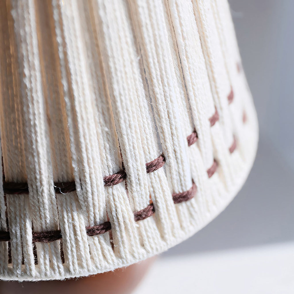 Woven Cotton Shade Table Lamp, Wood Sphere Base