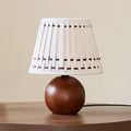 Woven Cotton Shade Table Lamp, Wood Sphere Base
