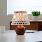 Woven Cotton Shade Table Lamp, Wood Sphere Base