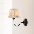 Hand-Woven Cotton Drum Wall Sconce, Curved Arm