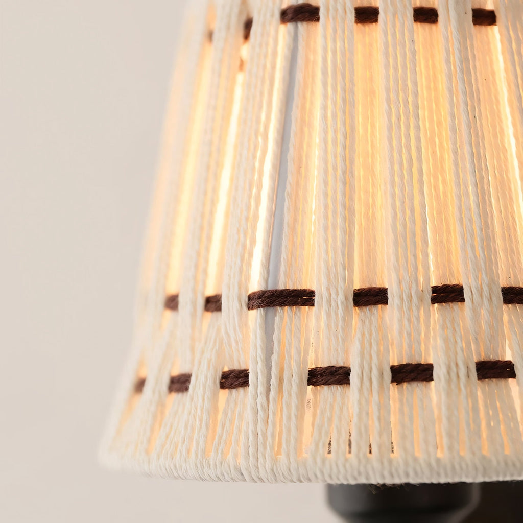 Hand-Woven Cotton Drum Wall Sconce, Curved Arm