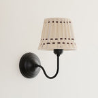 Hand-Woven Cotton Drum Wall Sconce, Curved Arm