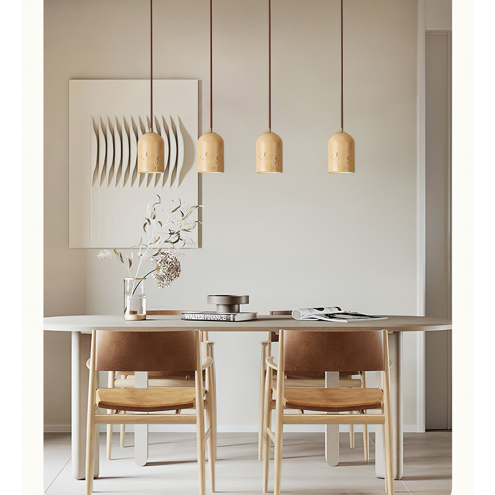 Natural Travertine Pendant Light, Wabi-Sabi Style