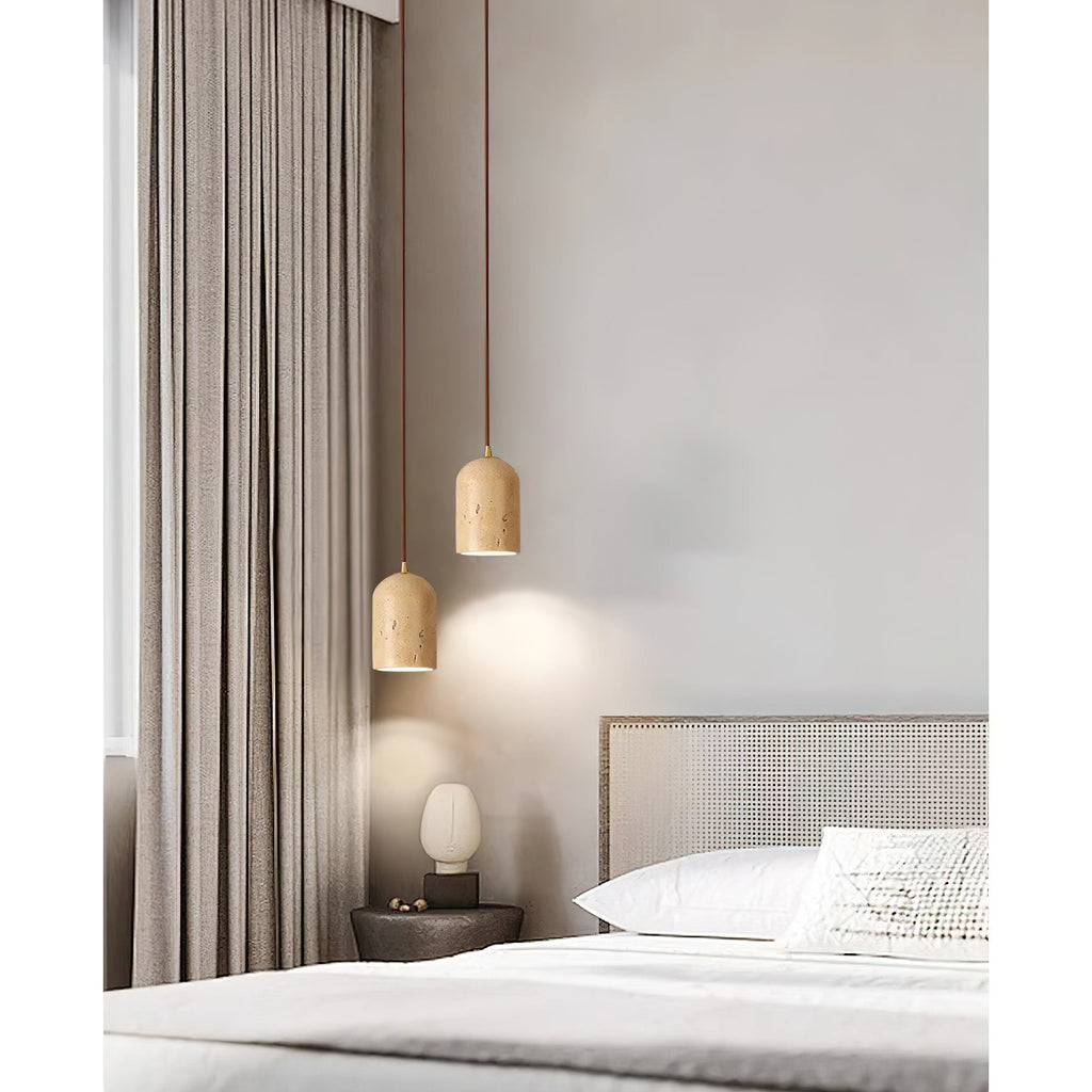 Natural Travertine Pendant Light, Wabi-Sabi Style