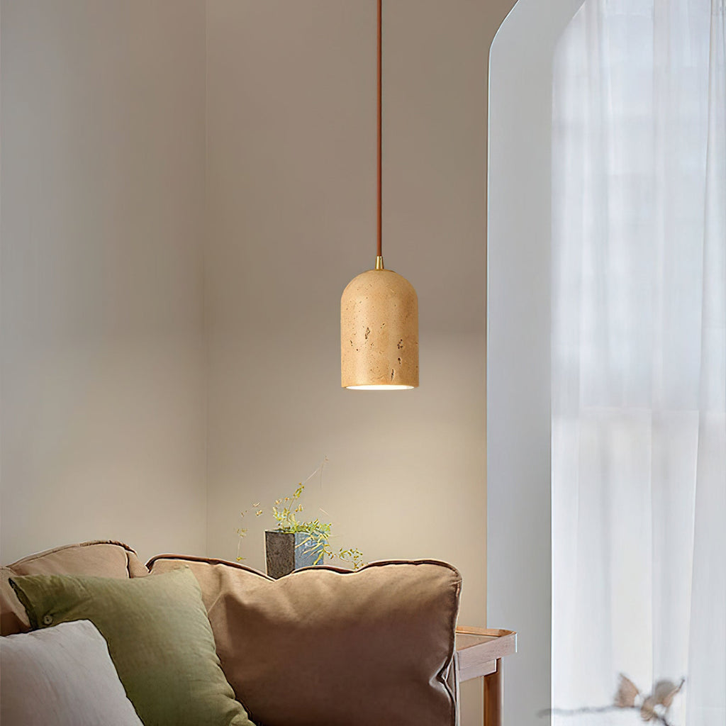 Natural Travertine Pendant Light, Wabi-Sabi Style