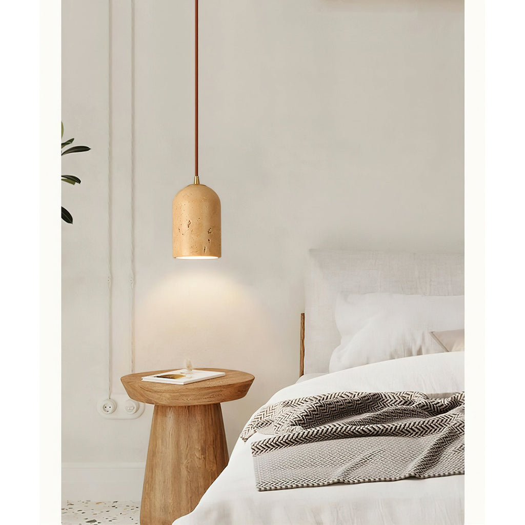 Natural Travertine Pendant Light, Wabi-Sabi Style
