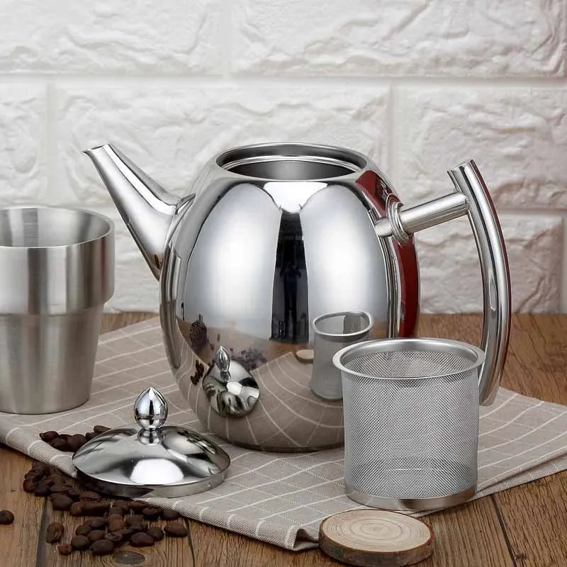 Tea Kettle, Removable Mesh Filter, Polished Finish, Vented Lid