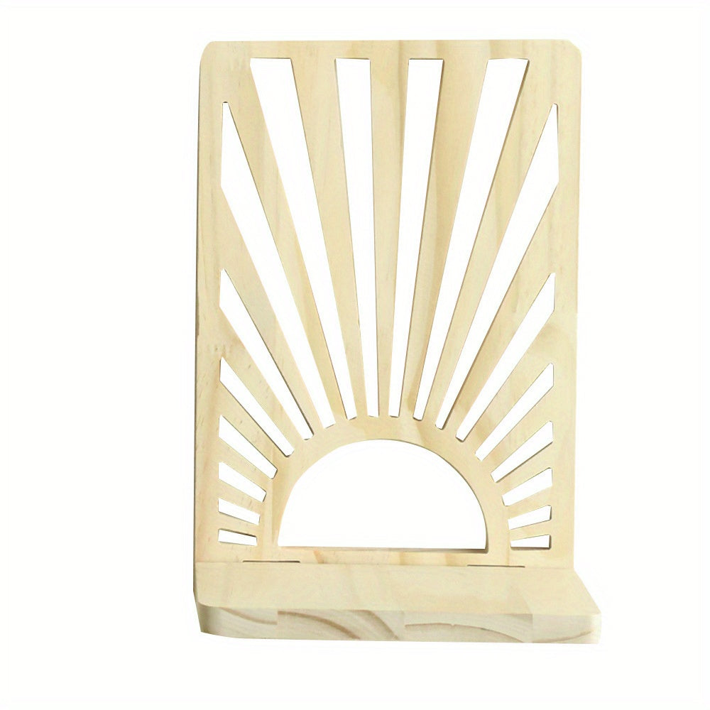 TeakFan: Wooden Wall Shelf – decorative, floating & fan-shaped in minimalist design for plants in the living room & balcony
