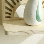 TeakFan: Wooden Wall Shelf – decorative, floating & fan-shaped in minimalist design for plants in the living room & balcony