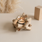 Coastal Tealight Candle Holder Wood Frame and Glass Indoor Tabletop Decor