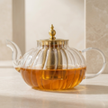 Glass Teapot Borosilicate 1L with Removable Stainless Steel Infuser Transparent Body
