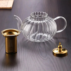 Glass Teapot Borosilicate 1L with Removable Stainless Steel Infuser Transparent Body