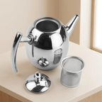 Teapot Stainless Steel 1.5L Built In Infuser Brushed Silver, Effortless Brewing