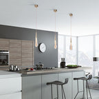 Glass Teardrop Pendant Light, LED Included, Hardwired, IP20 Rated