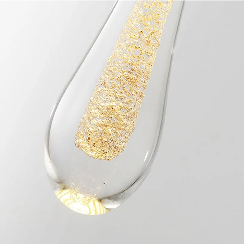 Glass Teardrop Pendant Light, LED Included, Hardwired, IP20 Rated