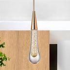 Glass Teardrop Pendant Light, LED Included, Hardwired, IP20 Rated