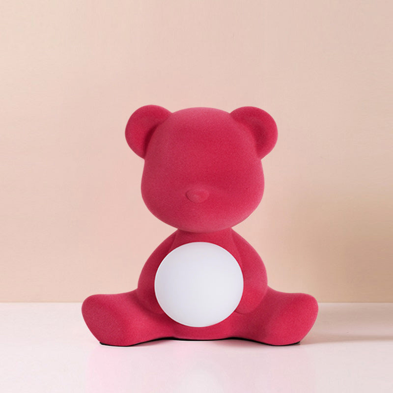 Glowing Teddy Bear Table Lamp, Velvety Accent Light