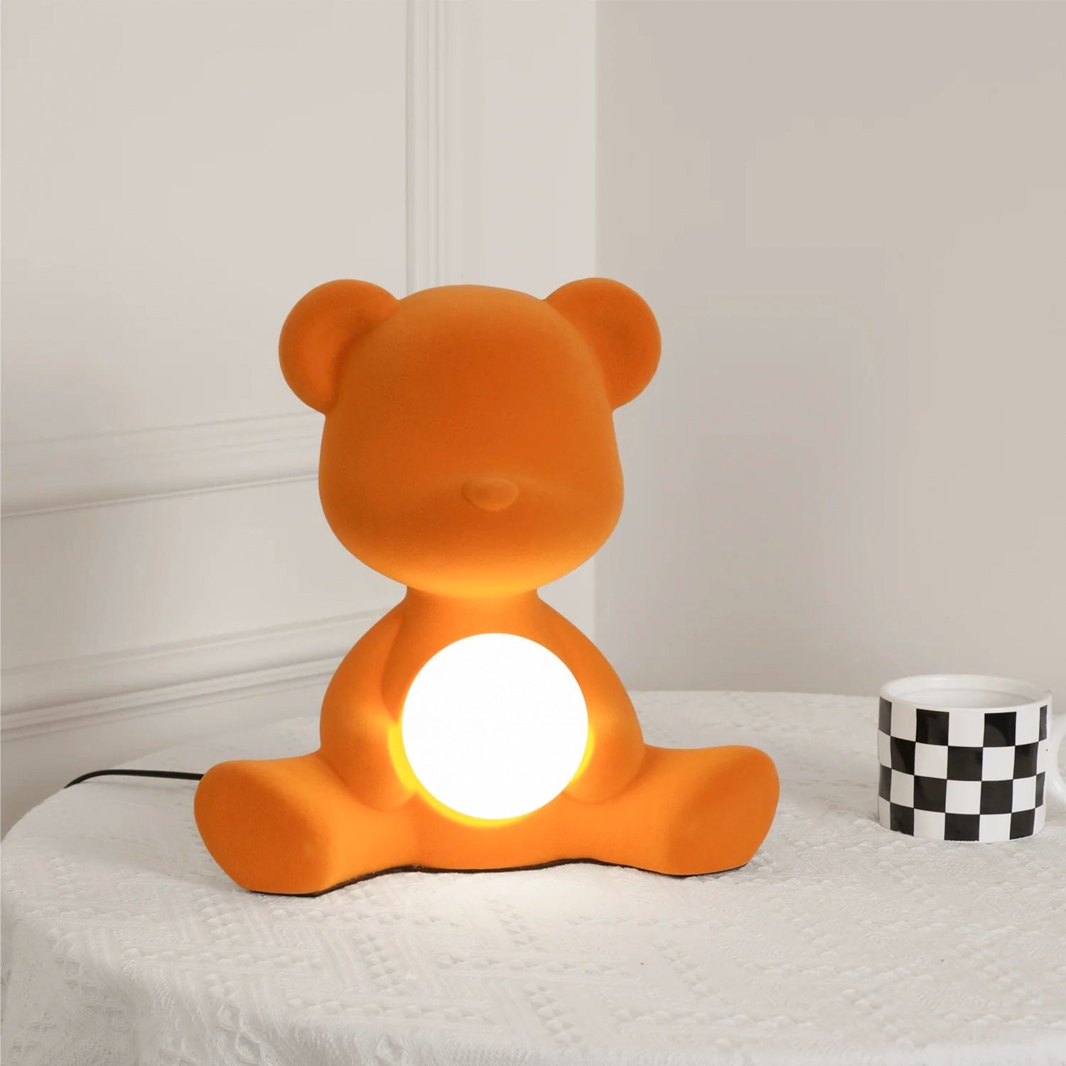 Glowing Teddy Bear Table Lamp, Velvety Accent Light