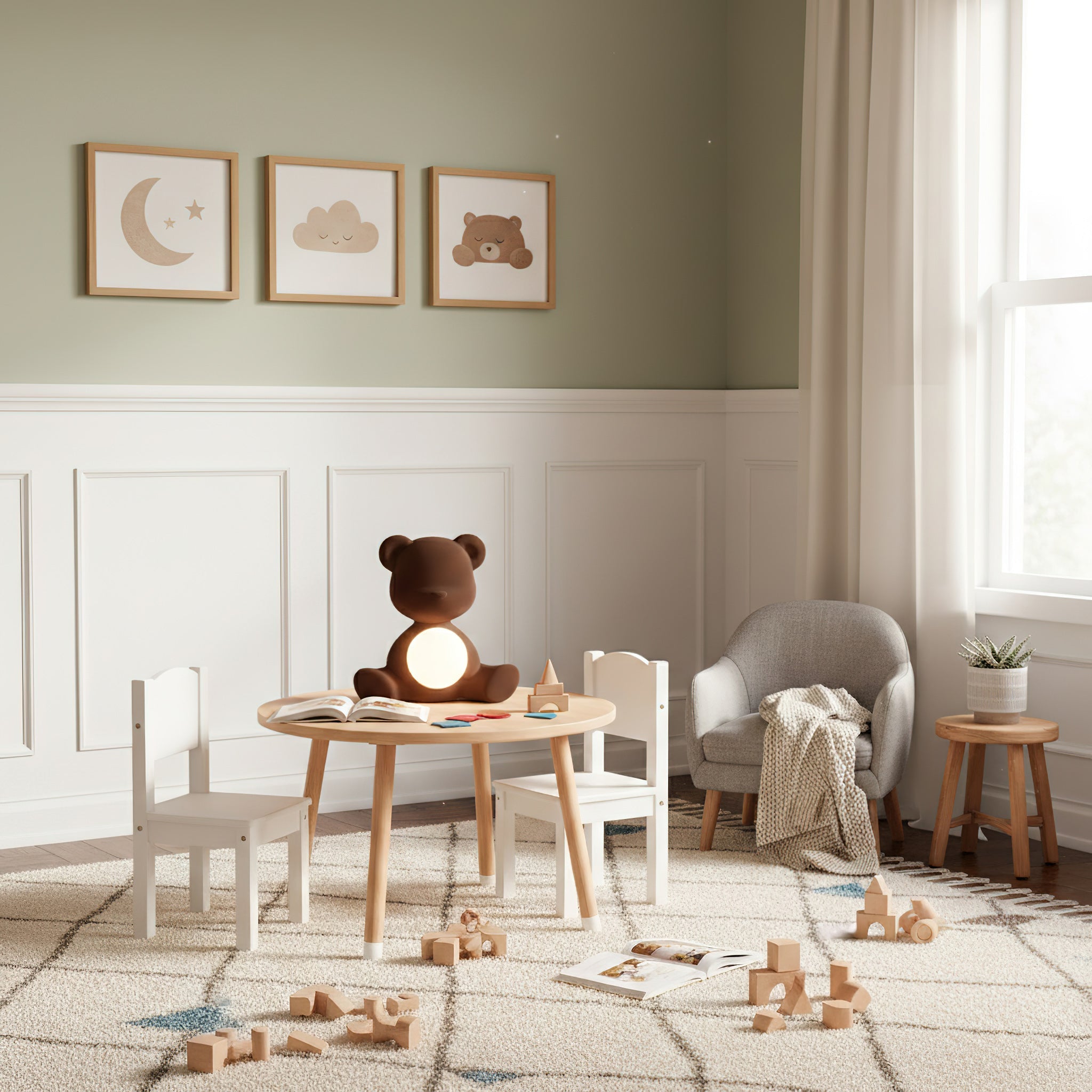 Glowing Teddy Bear Table Lamp, Velvety Accent Light