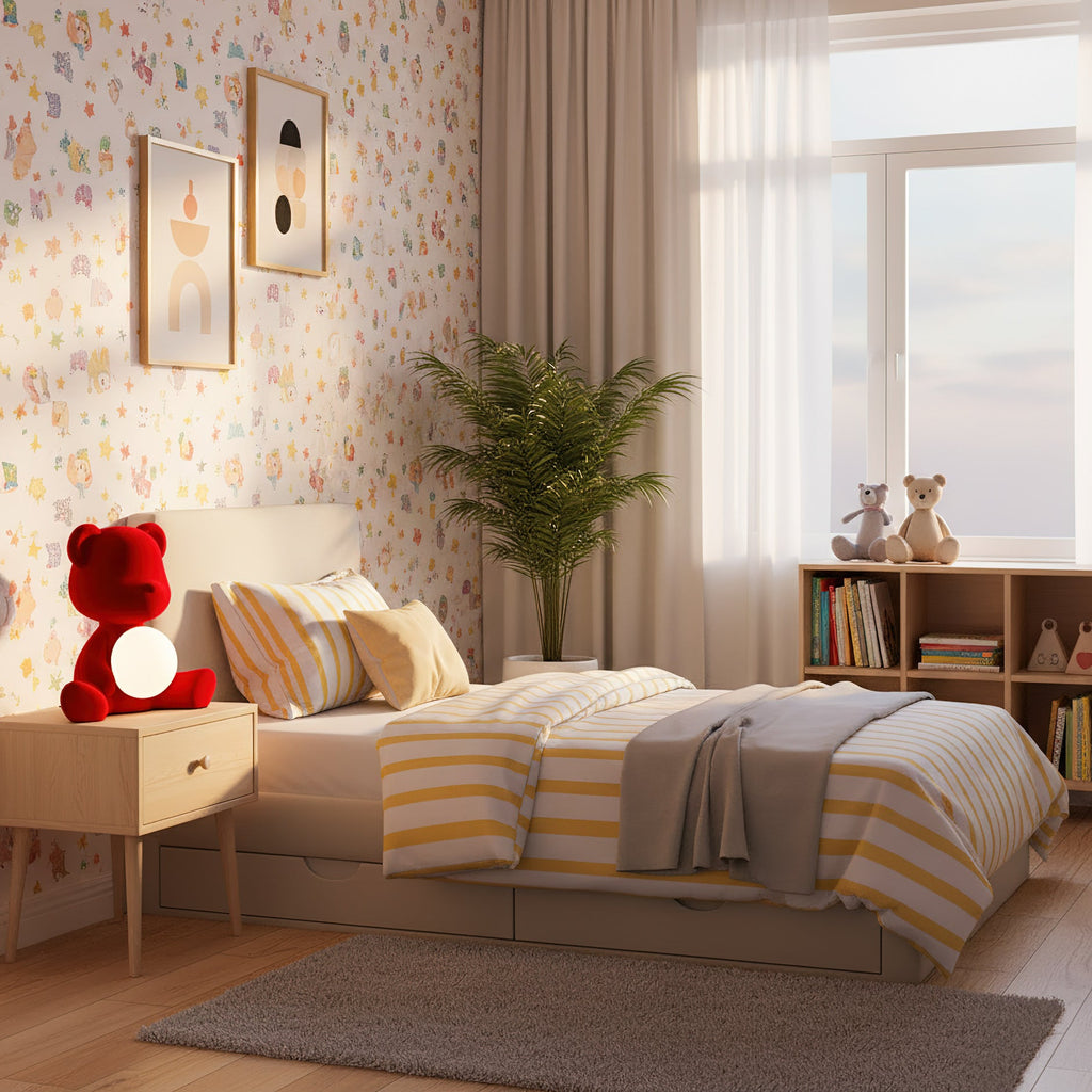 Glowing Teddy Bear Table Lamp, Velvety Accent Light