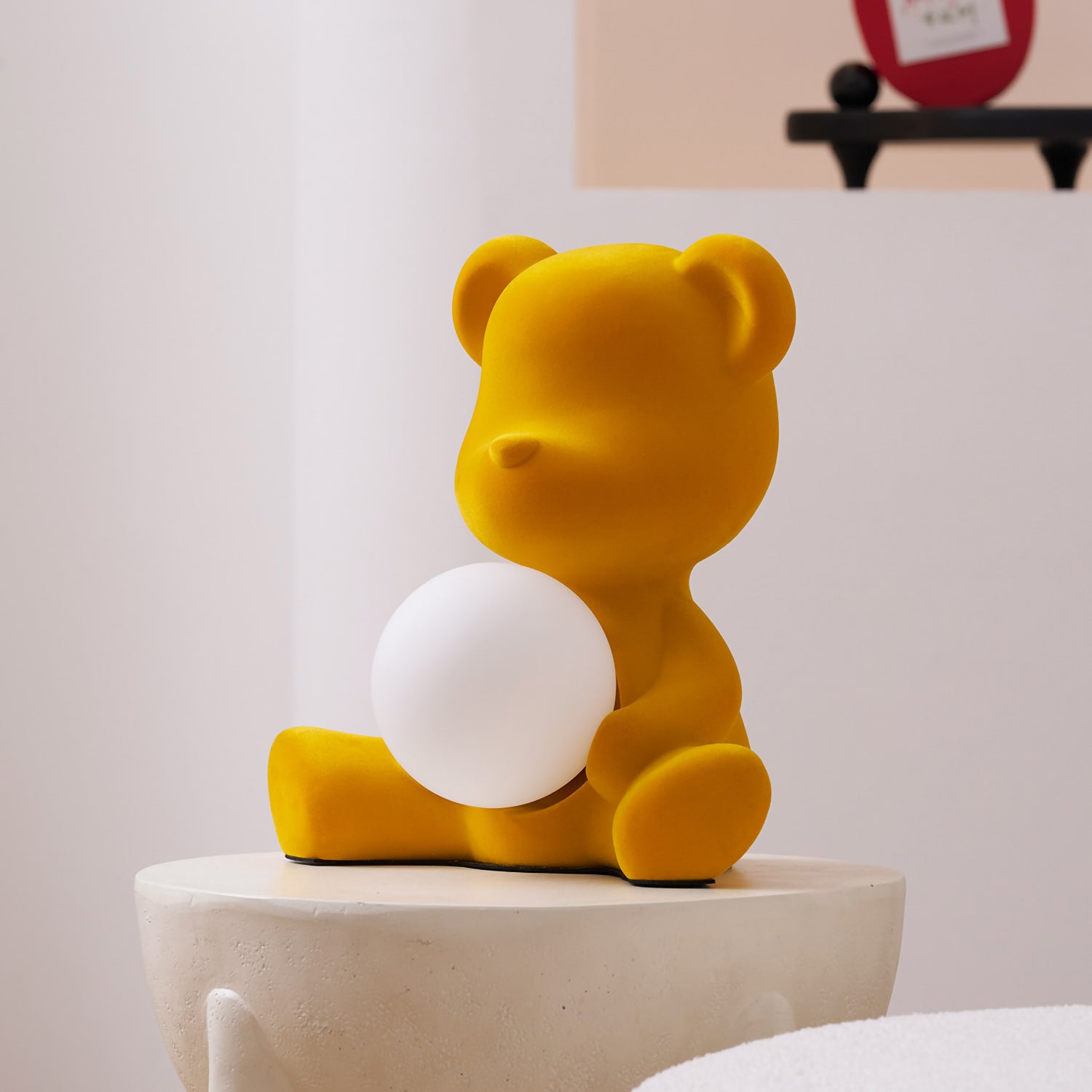 Glowing Teddy Bear Table Lamp, Velvety Accent Light