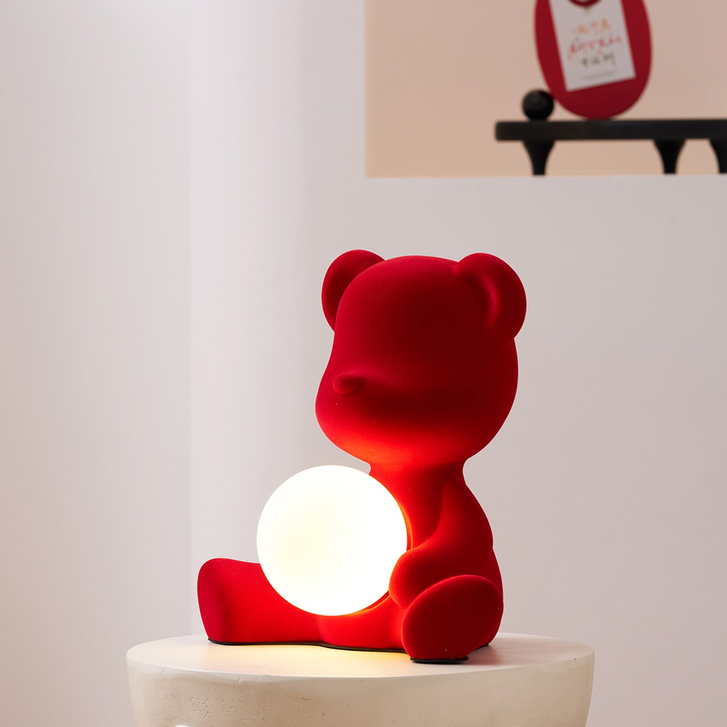 Glowing Teddy Bear Table Lamp, Velvety Accent Light