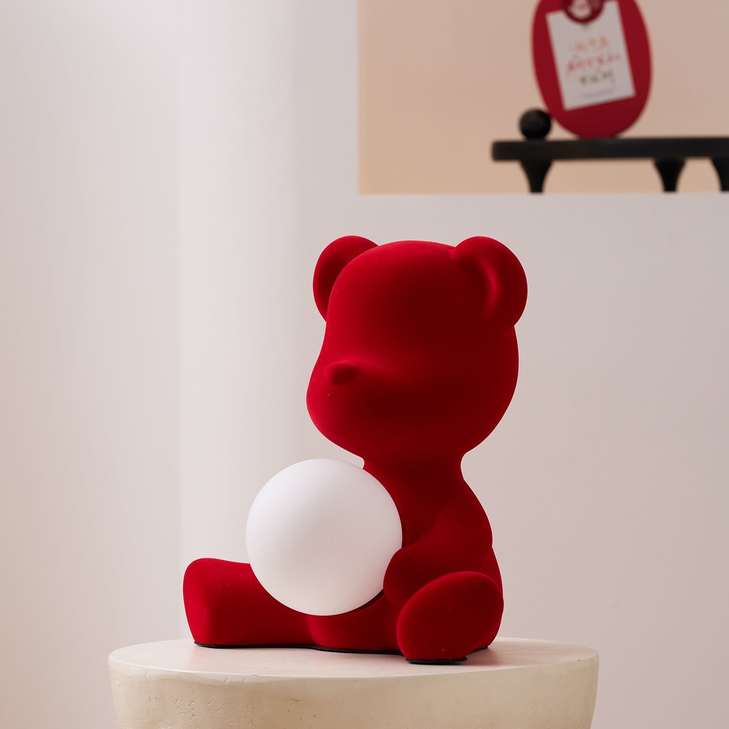 Glowing Teddy Bear Table Lamp, Velvety Accent Light