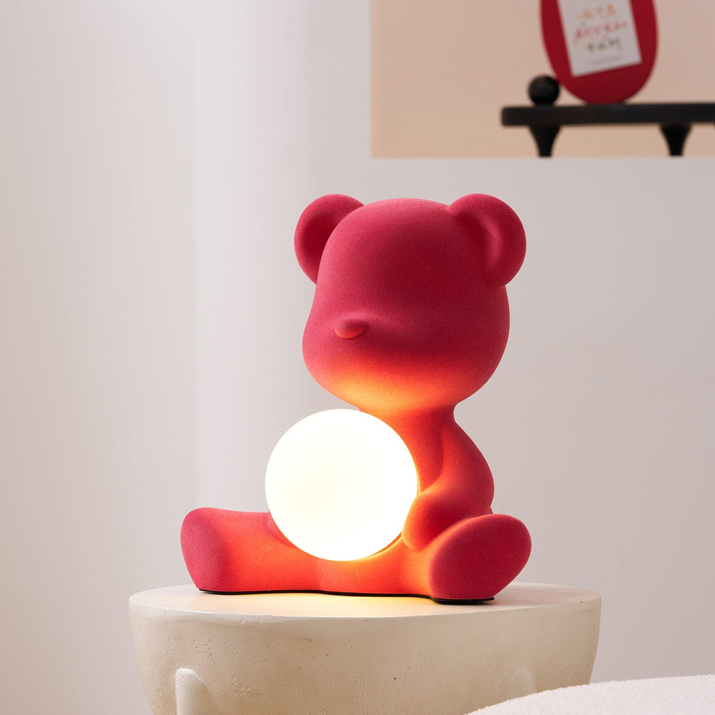 Glowing Teddy Bear Table Lamp, Velvety Accent Light