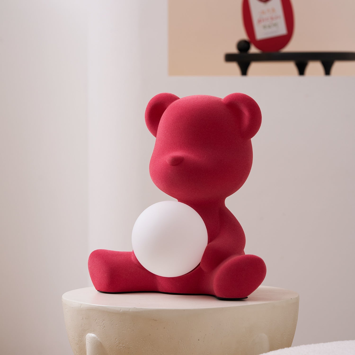Glowing Teddy Bear Table Lamp, Velvety Accent Light