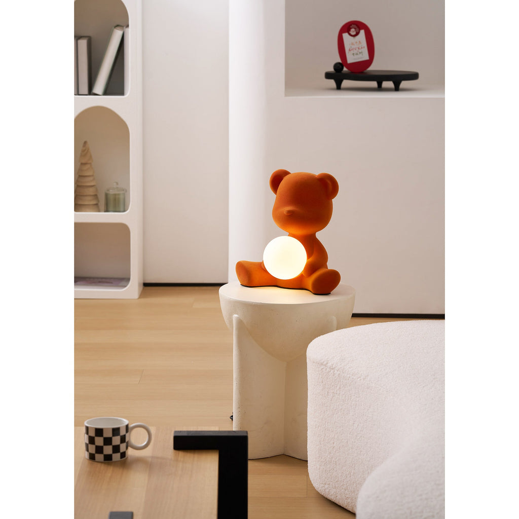 Glowing Teddy Bear Table Lamp, Velvety Accent Light