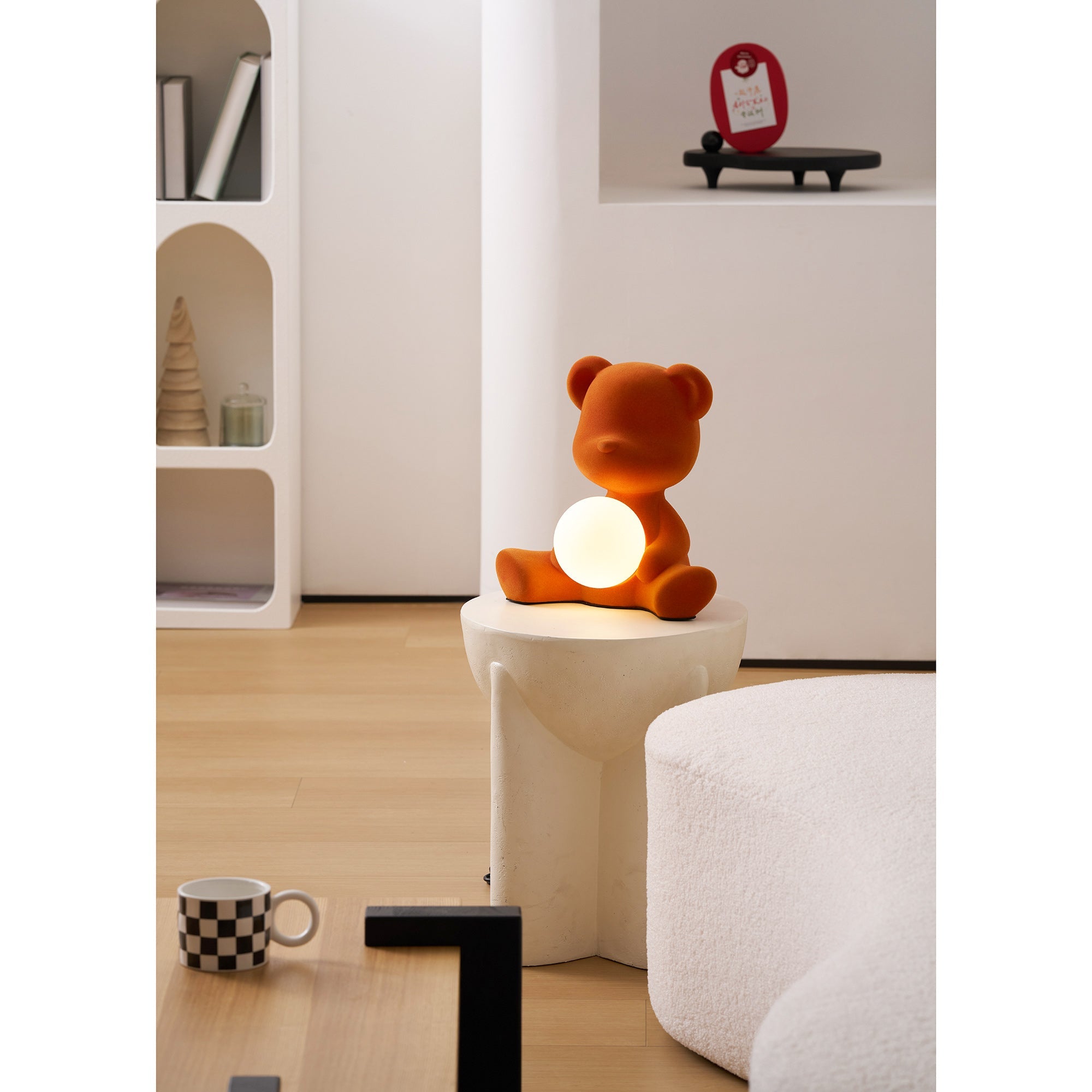 Glowing Teddy Bear Table Lamp, Velvety Accent Light