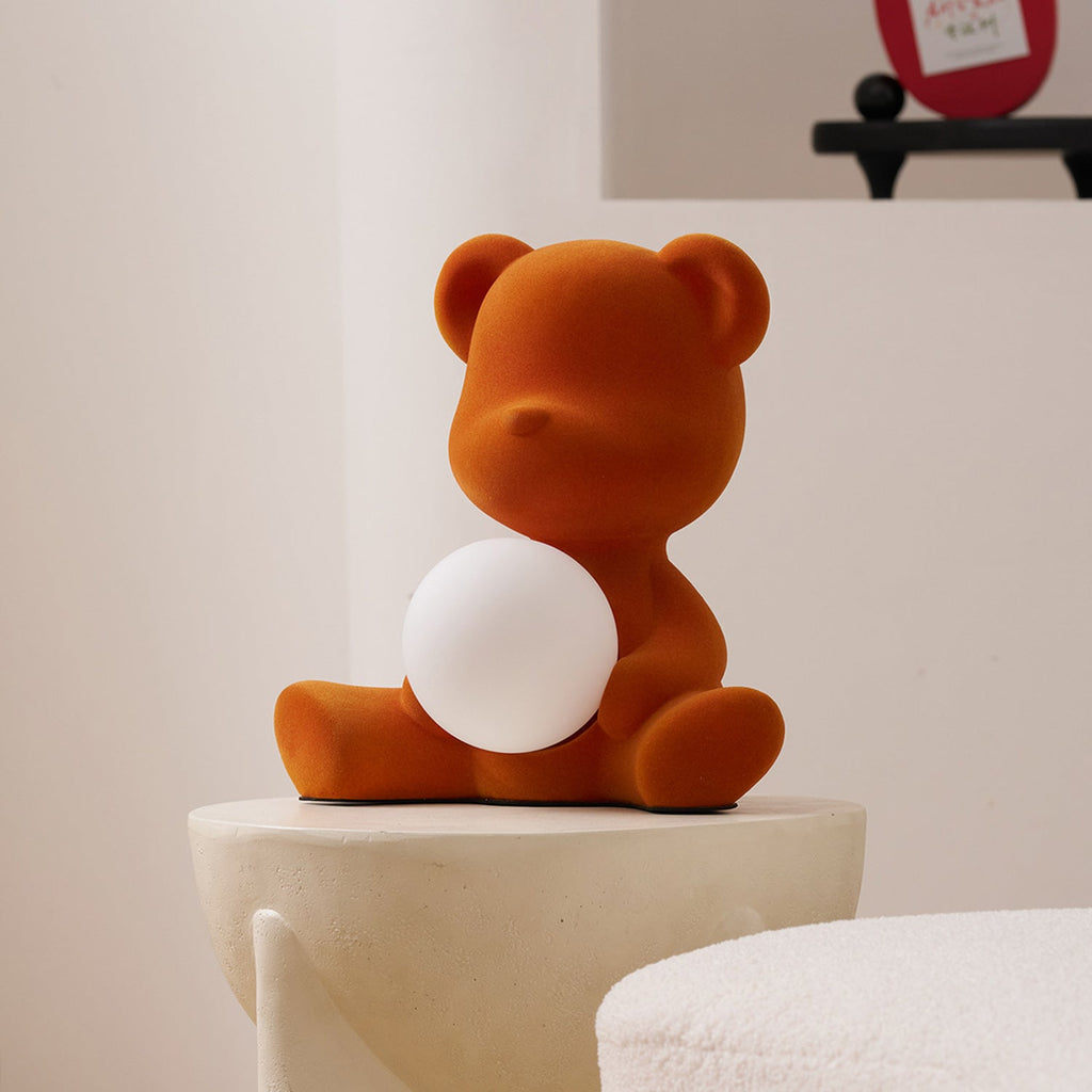 Glowing Teddy Bear Table Lamp, Velvety Accent Light