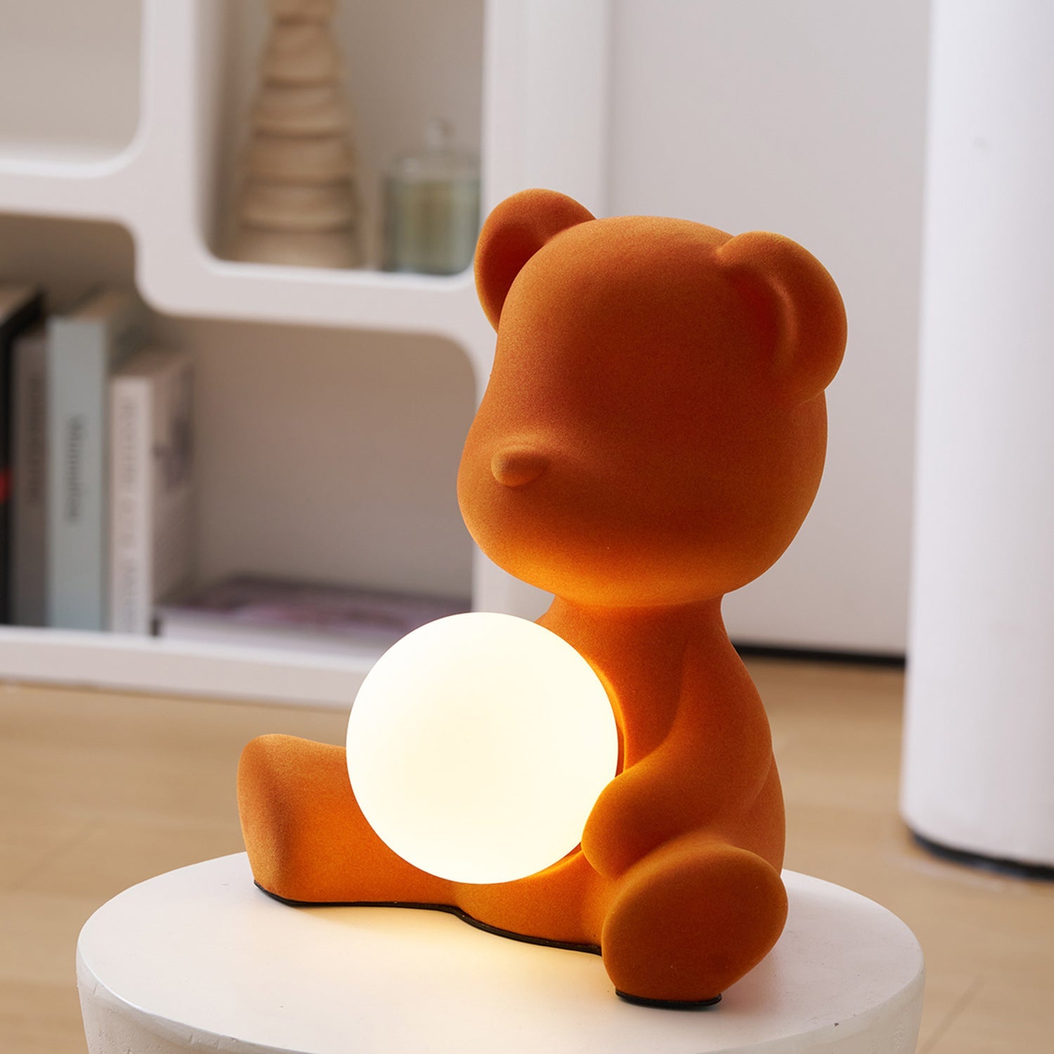 Glowing Teddy Bear Table Lamp, Velvety Accent Light