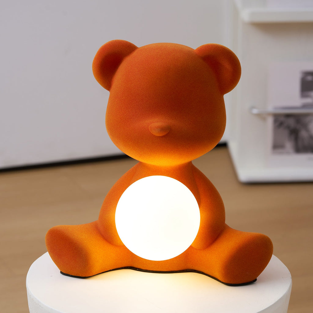 Glowing Teddy Bear Table Lamp, Velvety Accent Light