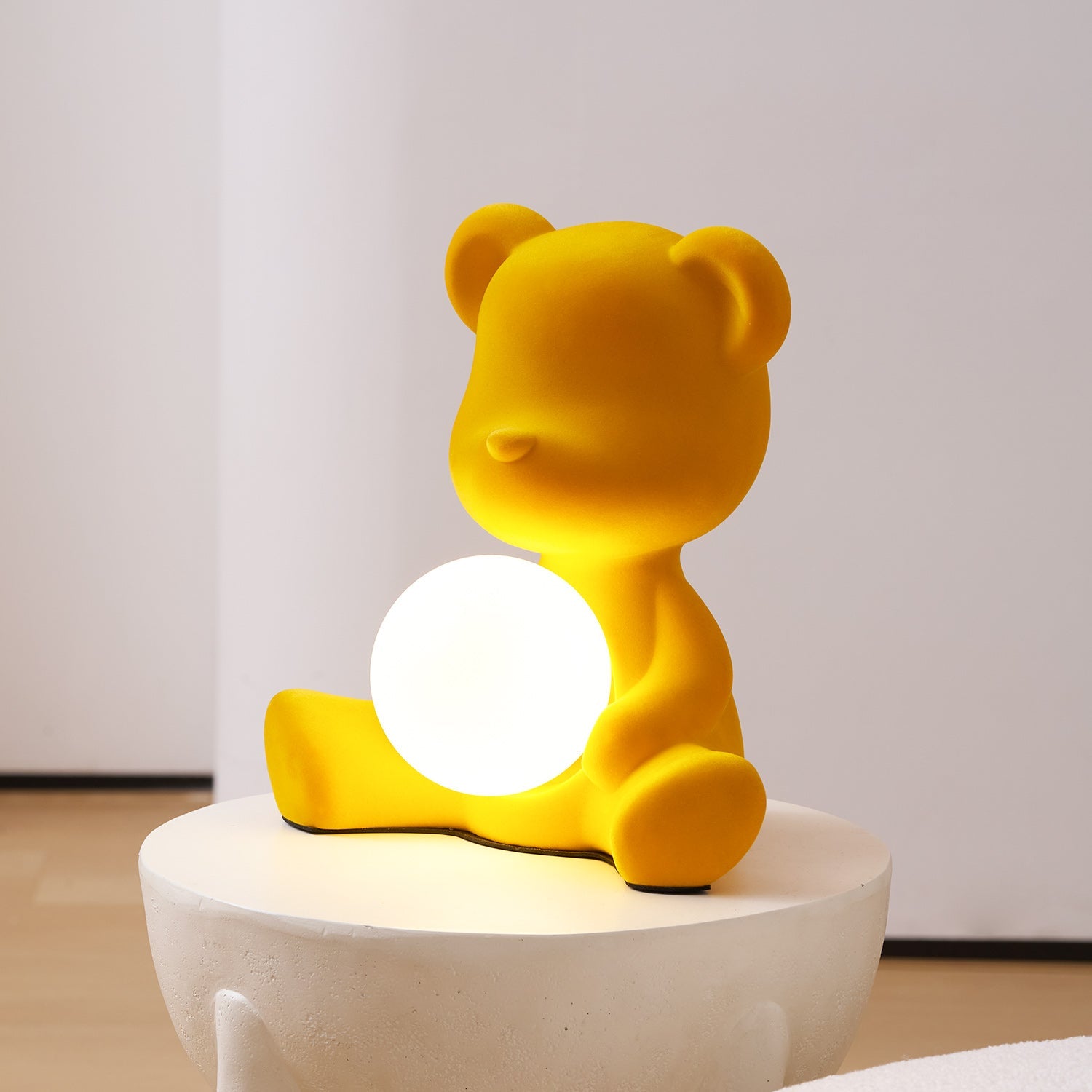 Glowing Teddy Bear Table Lamp, Velvety Accent Light