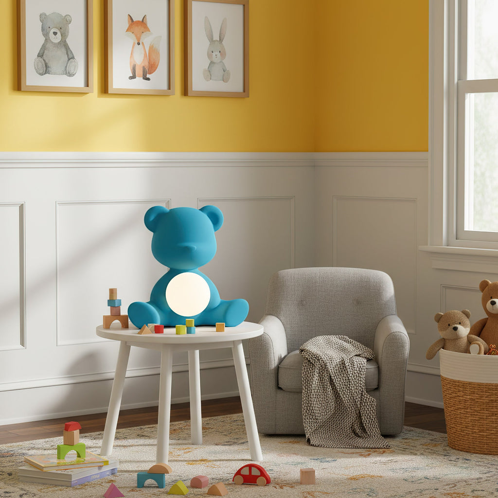 Glowing Teddy Bear Table Lamp, Velvety Accent Light