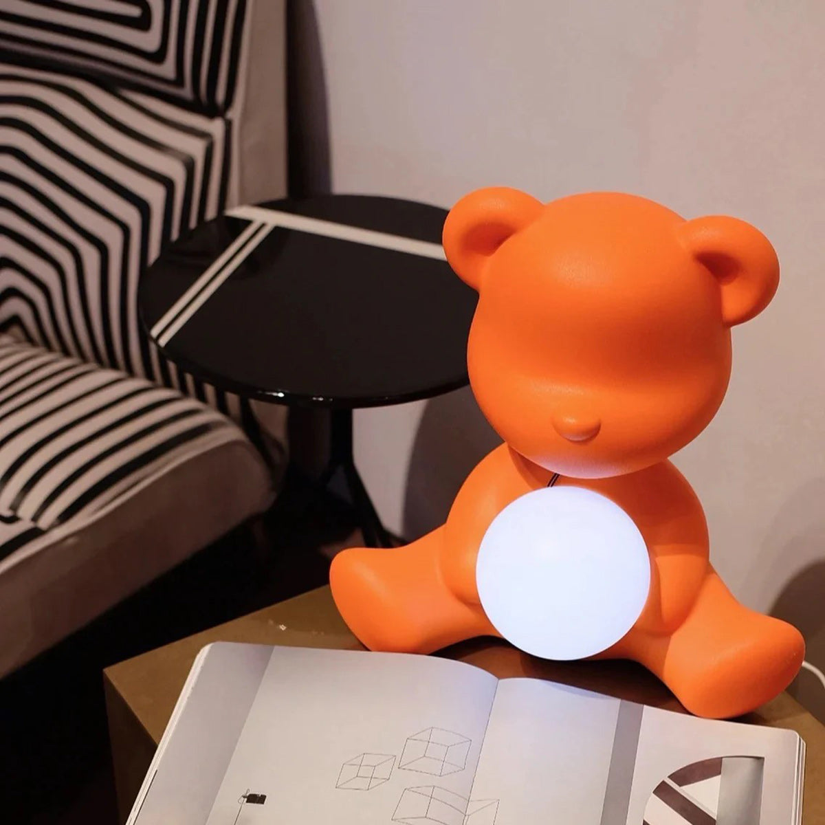 Glowing Teddy Bear Table Lamp, Velvety Accent Light