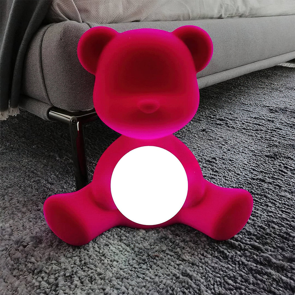 Glowing Teddy Bear Table Lamp, Velvety Accent Light