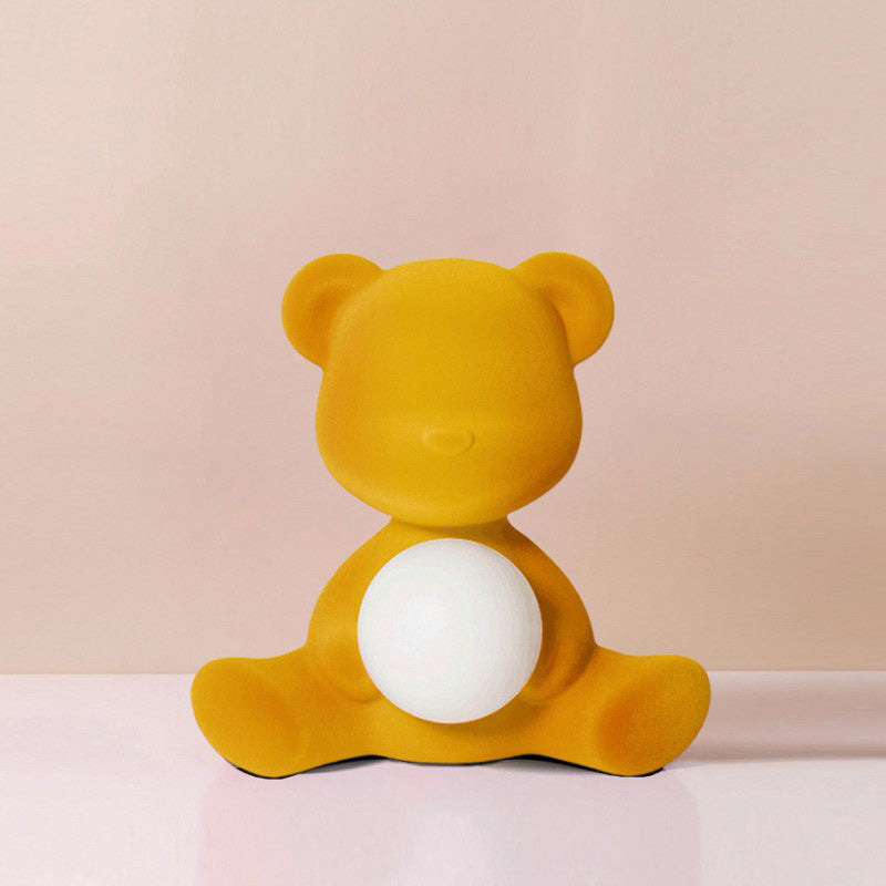 Glowing Teddy Bear Table Lamp, Velvety Accent Light
