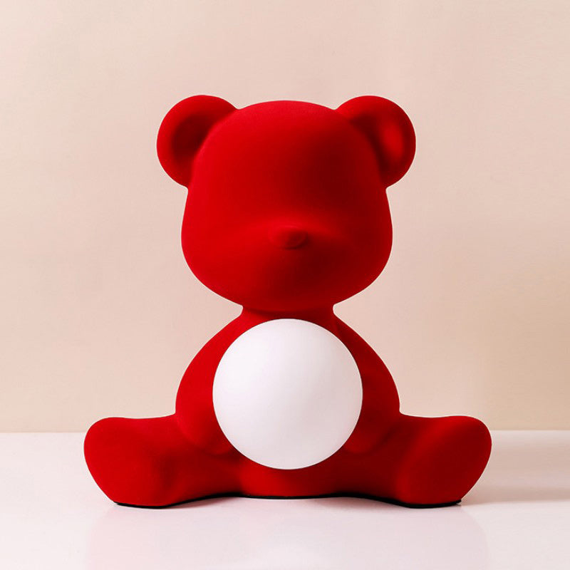 Glowing Teddy Bear Table Lamp, Velvety Accent Light