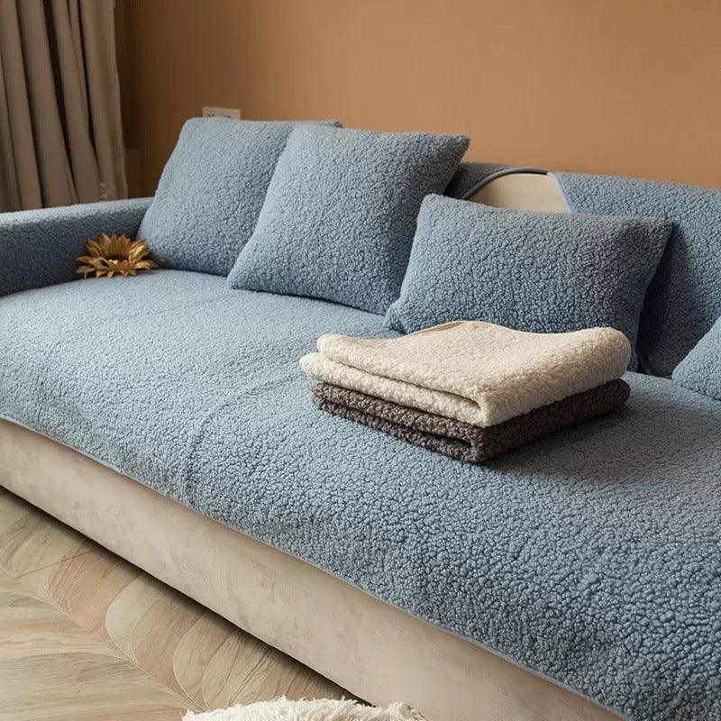 Sherpa Sofa Cover Anti Slip Fleece Furniture Protector