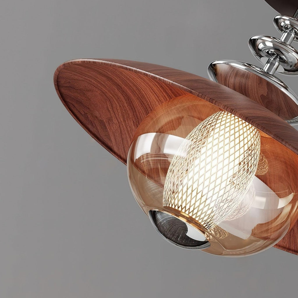 Walnut Dome LED Ceiling Lamp, Modern Minimalist