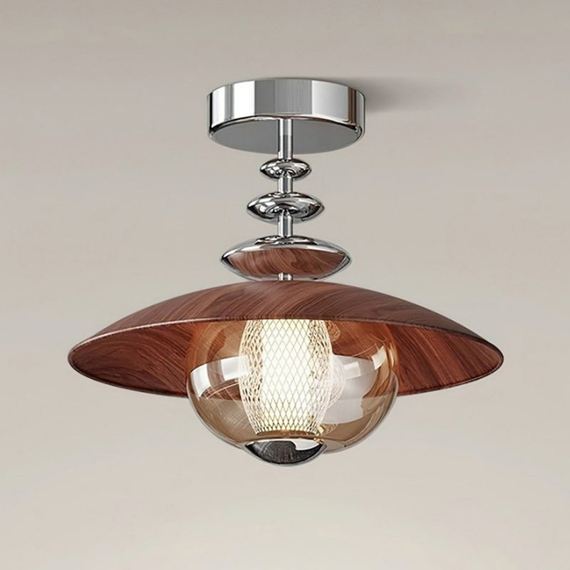 Walnut Dome LED Ceiling Lamp, Modern Minimalist