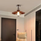 Walnut Dome LED Ceiling Lamp, Modern Minimalist