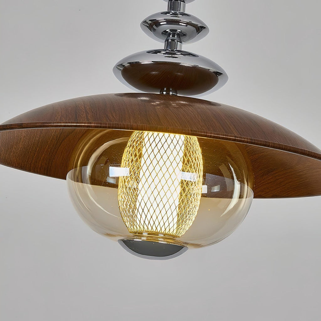 Walnut Dome LED Ceiling Lamp, Modern Minimalist