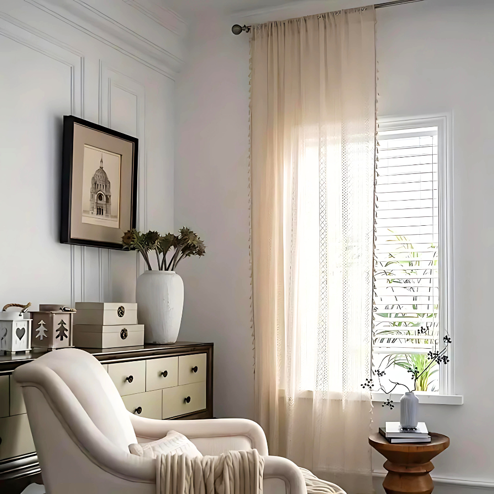 TerraBoho: Curtains Crocheted with Tassels – Modern Boho Style for Bedrooms & Dining Rooms