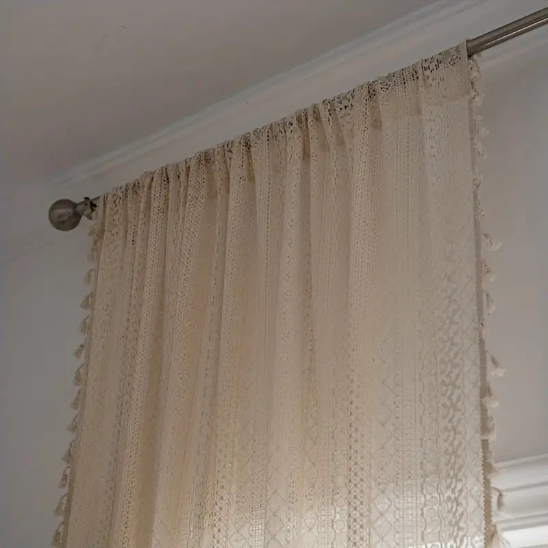 TerraBoho: Curtains Crocheted with Tassels – Modern Boho Style for Bedrooms & Dining Rooms