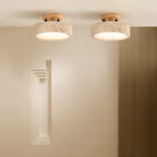 TerraLuce: Round LED Ceiling Light 1-Bulb Made of Travertine Stone Minimalist – for Hallway & Living Room